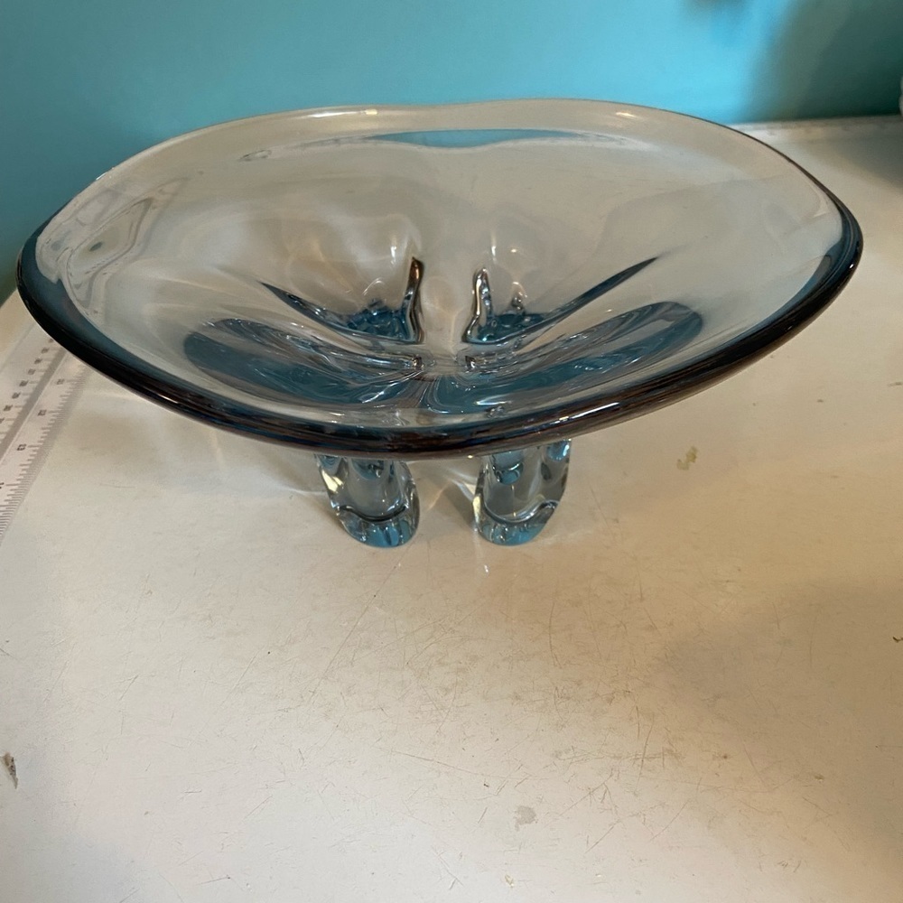 Vintage 1960’s rare skrdlovice glass footed designed by Frantisek Zemek